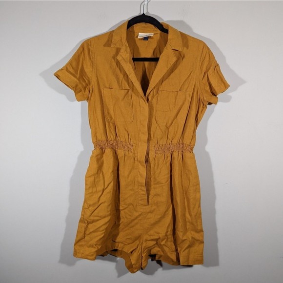 Universal Thread Mustard Linen Blend Romper Women's Size XS - Picture 1 of 5